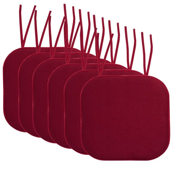 Sweet Home Collection Memory Foam Honeycomb Non-slip Chair Cushion Pads (16 x 16 in.) Wine Set of 6