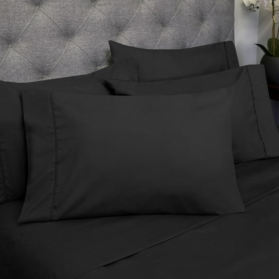 Sweet Home Collection Microfiber Polyester Sheet Sets, Split King, Black, 7-Pieces