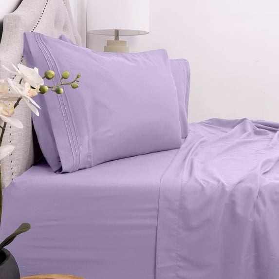 Sweet Home Collection Plain Sheet Sets, King, Blue, 4-Pieces