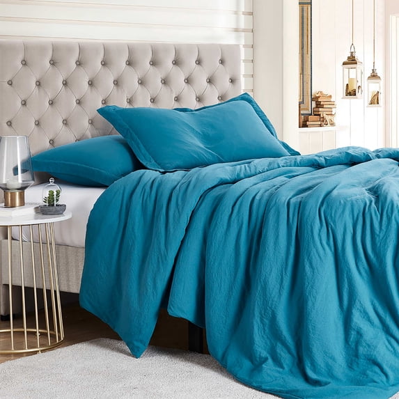 Sweet Home Collection Premium Quality Washed Crinkled Duvet Cover King Teal