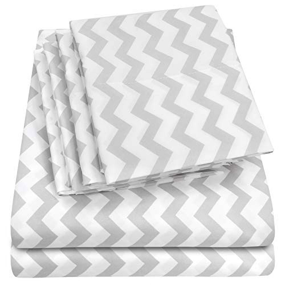 Queen Gray Chevron Microfiber Deep Pocket Sheet Set