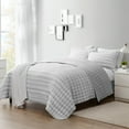 thumbnail image 1 of Sweet Home Collection 3 Piece Embroidered Checkered Quilt and Pillow Sham Set Queen Gray, 1 of 5