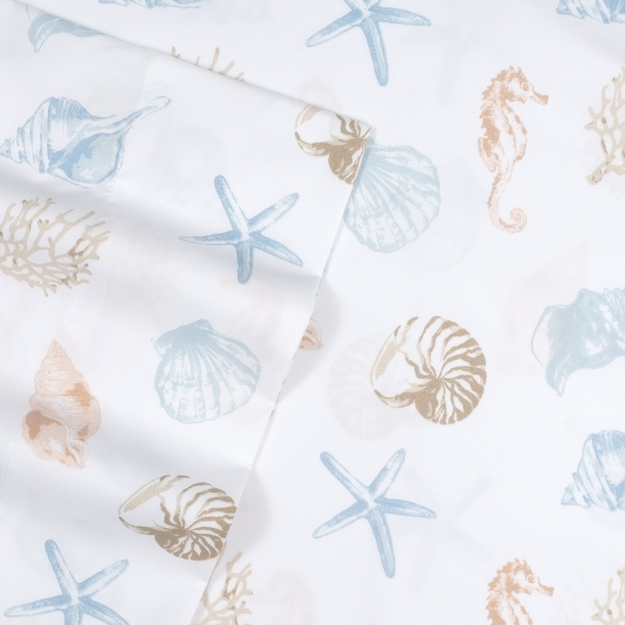 Full Size White Microfiber Kids Ocean Print Sheet Set