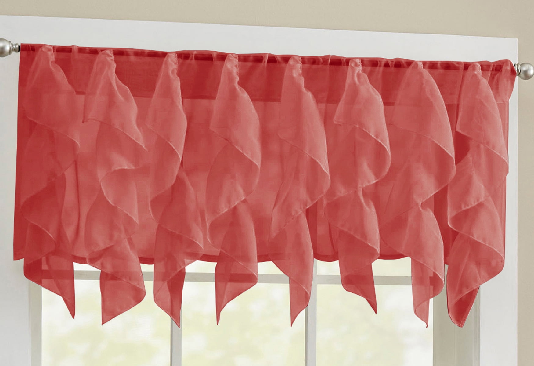 Sweet Home Collection Sheer Voile Ruffled Window Valance, 12” x 84”