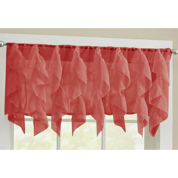 Sweet Home Collection Sheer Voile Ruffled Window Valance, 12” x 84”