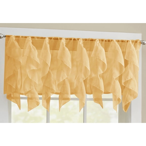 Sweet Home Collection Sheer Voile Vertical Ruffle Window Curtain 12" Valance