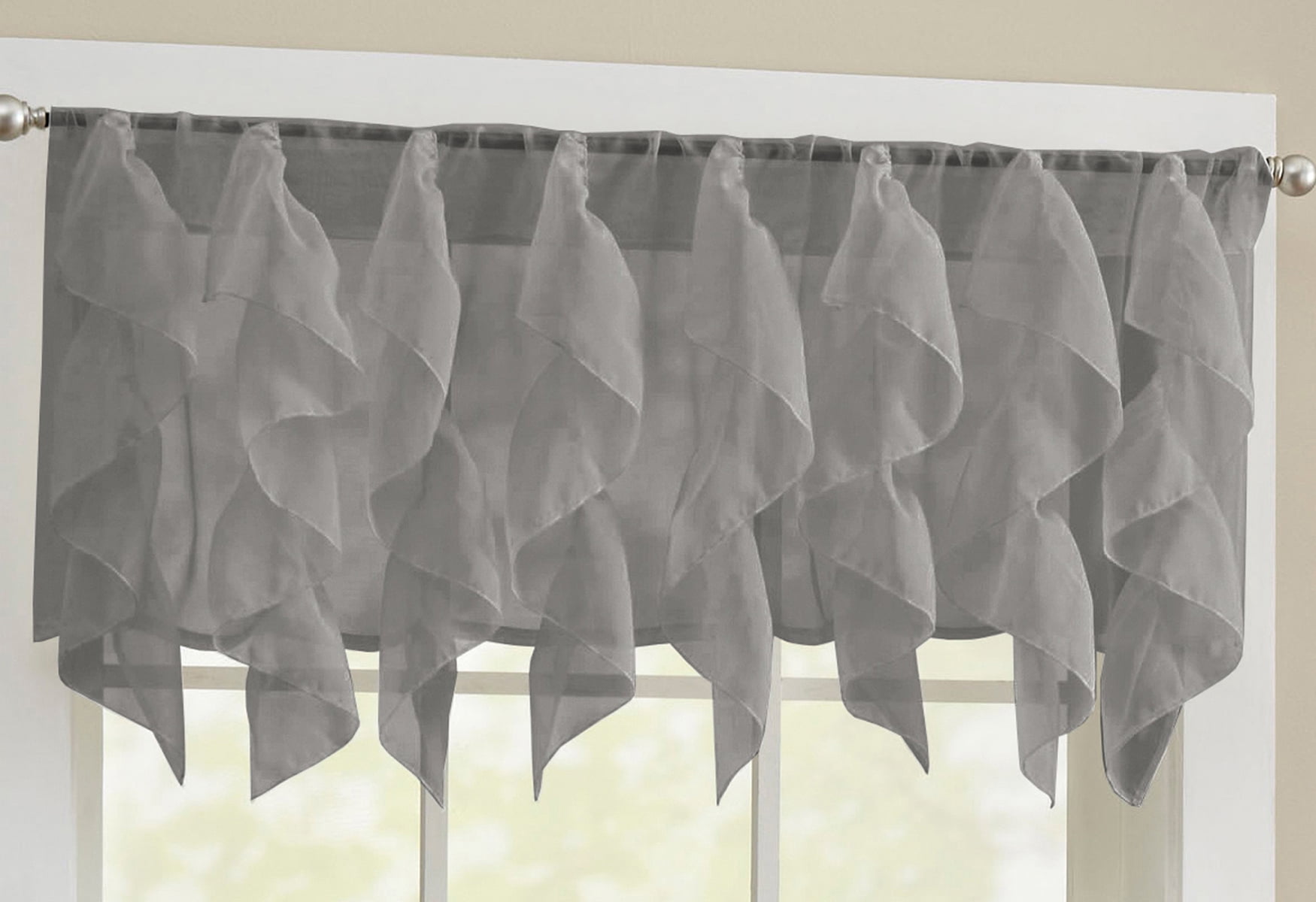 Sweet Home Collection Sheer Voile Vertical Ruffle Window Curtain 12" Valance