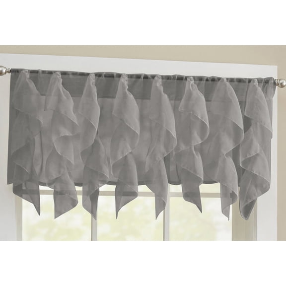 Sweet Home Collection Sheer Voile Vertical Ruffle Window Curtain 12" Valance