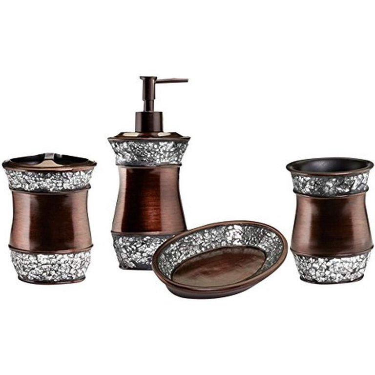 Sweet Home Collection 5 Piece Bathroom Accessory Set, Sinatra Black