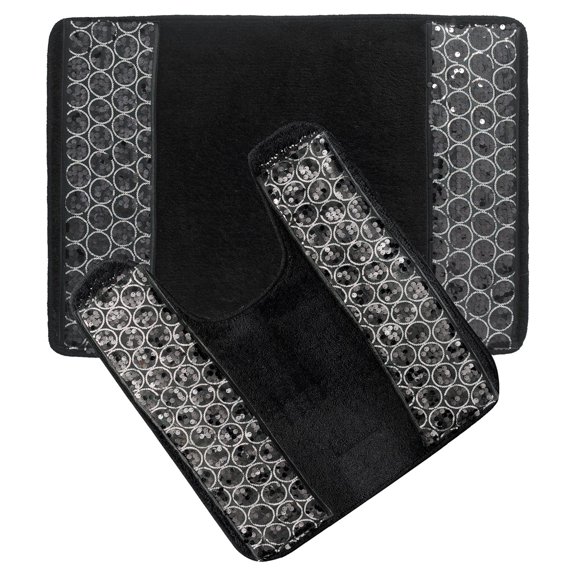 Sweet Home Collection Sinatra Banded Bathroom Rug Set