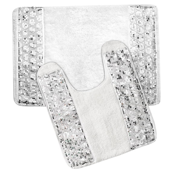 Sweet Home Collection Sinatra Banded Bathroom Rug Set