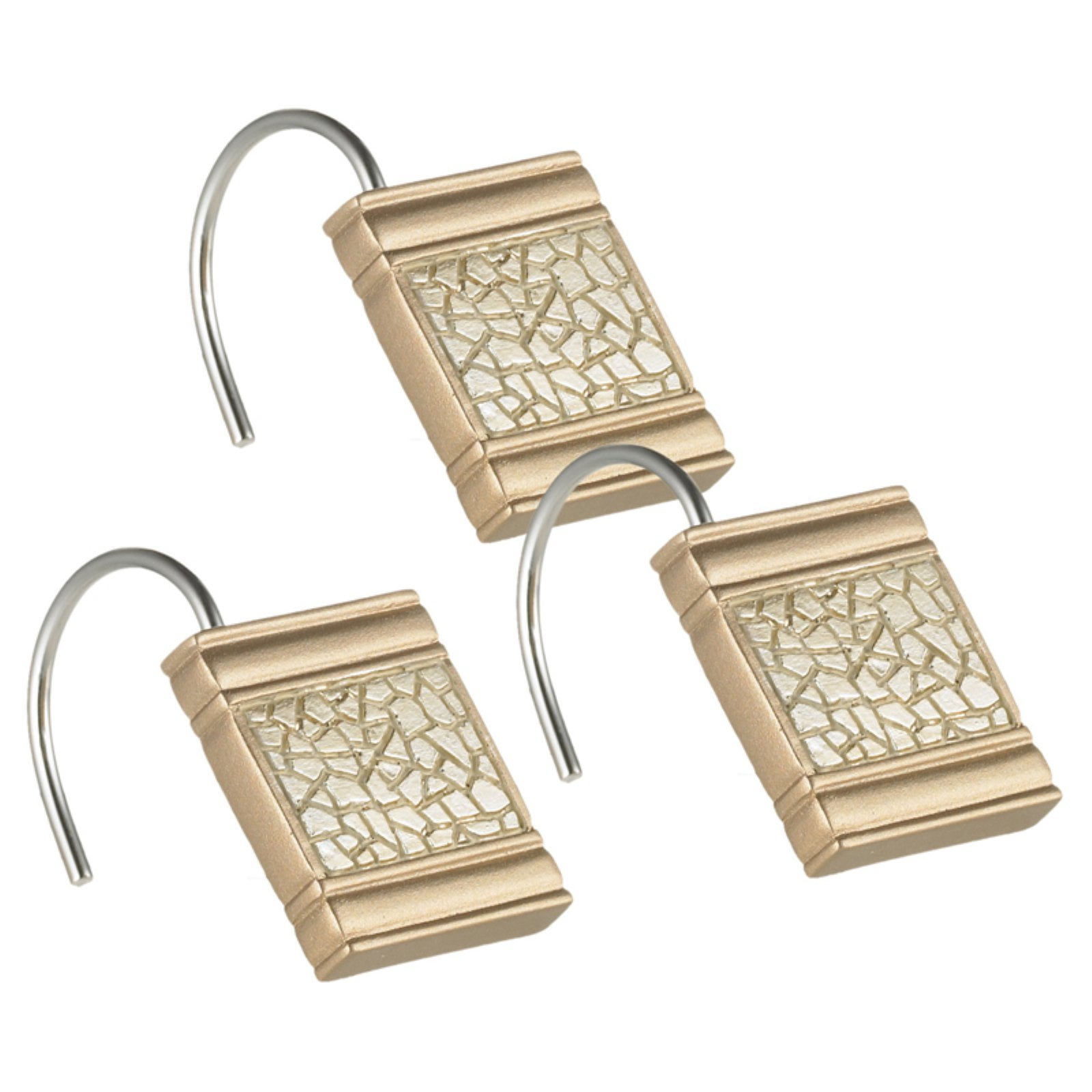 Champagne Gold Resin Shower Curtain Hooks Set of 12
