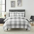 thumbnail image 1 of Sweet Home Collection Soft Microfiber Gingham Geometric Checkered Comforter and Sheet Set - Grey/White, King, 1 of 4