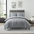 thumbnail image 1 of Sweet Home Collection Soft Microfiber Plaid Grey/White Comforter and Sheet Set - Queen, 1 of 4