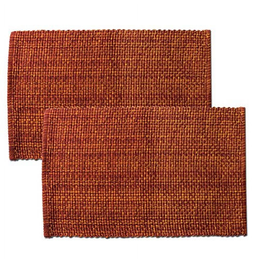 Rust Two Tone Woven Cotton Rectangular Placemats, 13" x 19", Set of 6