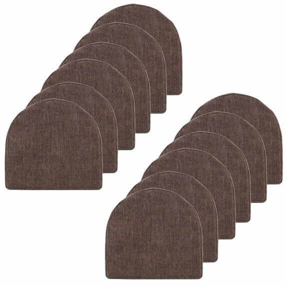 Sweet Home Collection U-Shape Molded Memory Foam Chair Pads With Ties Coffee 12 pack