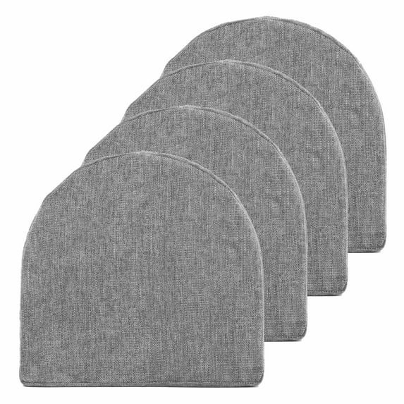 Sweet Home Collection U-Shape Molded Memory Foam Chair Pads With Ties Gray 4 Pack
