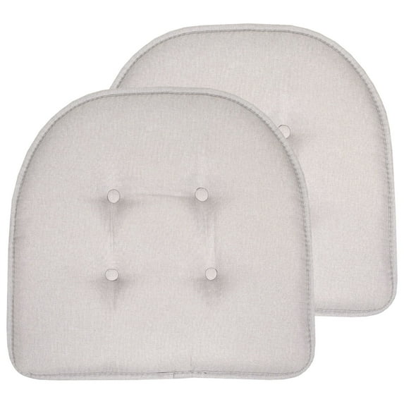 Sweet Home Collection U-Shaped Memory Foam Tufted Non Slip Chair Pads 2 PK, Light Gray
