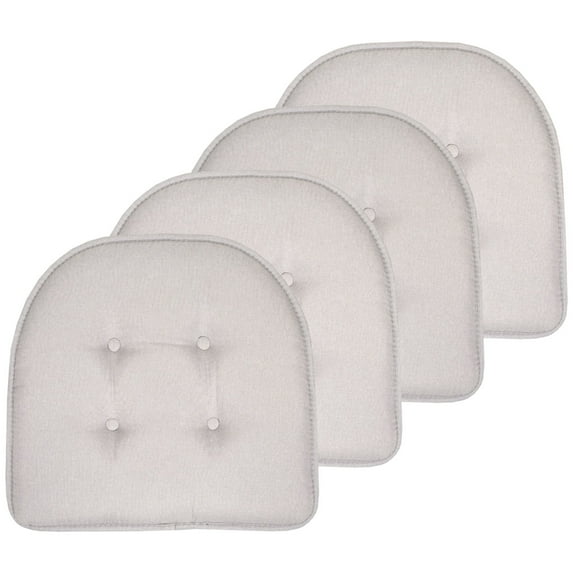 Sweet Home Collection U-Shaped Memory Foam Tufted Non Slip Chair Pads - 4 PK, Light Gray