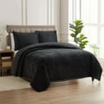 thumbnail image 1 of Sweet Home Collection Velvet 3-Piece Quilt & Pillow Sham Set King Black, 1 of 4