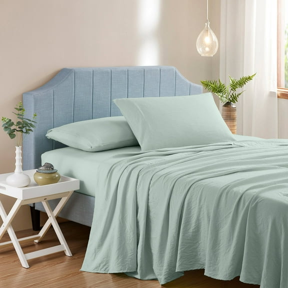 Sweet Home Collection Vintage Wash MIcrofiber Crinkle Sheet Sets Mint Full