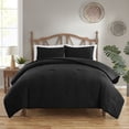 thumbnail image 1 of Sweet Home Collection Waffle Weave Polyester Microfiber Comforter Set Black King, 1 of 5
