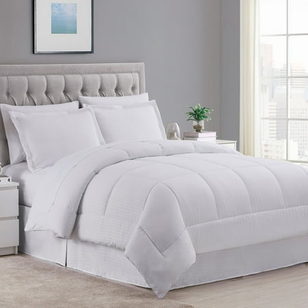 Sweet Home Collection White 8 Piece Bed in a Bag Comforter Set with Sheets, King