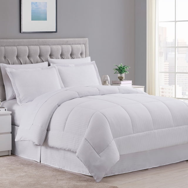 Sweet Home Collection White 8 Piece Bed in a Bag Comforter Set with Sheets, King