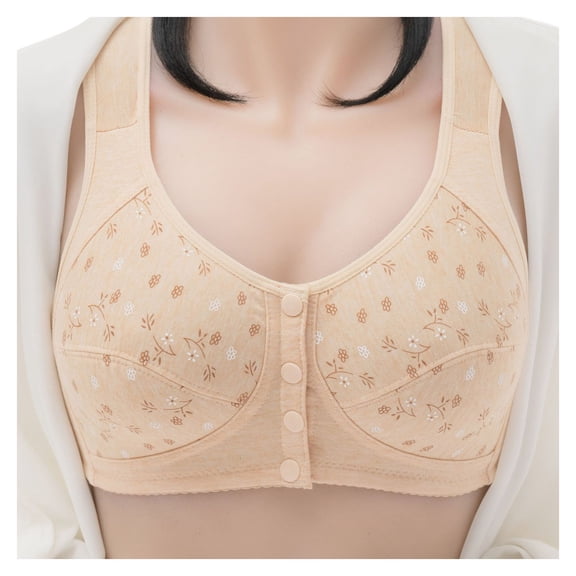 Sweet Home Farm Front Closure Bras for Women Plus-Size Printed Button Vest Comfort Bra Underwear Full Coverage Bras