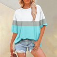 thumbnail image 1 of Sweet Home Farm Short Sleeve Shirts for Women Summer Tops Crewneck Oversized T Trendy Solid/Flower Printed Beach Vacation Clothes T Shirts for Women Light Blue, 1 of 6