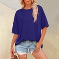 thumbnail image 1 of Sweet Home Farm Short Sleeve Shirts for Women Summer Tops Crewneck Oversized T Trendy Solid/Flower Printed Beach Vacation Clothes T Shirts for Women Purple, 1 of 6