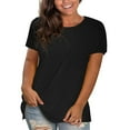 thumbnail image 1 of Sweet Home Farm Short Sleeve Shirts for Women Casual Solid Color Cotton Tops Round Neck Loose T T Shirts for Women Black, 1 of 8