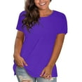 thumbnail image 1 of Sweet Home Farm Short Sleeve Shirts for Women Casual Solid Color Cotton Tops Round Neck Loose T T Shirts for Women Bright Purple, 1 of 8