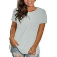thumbnail image 1 of Sweet Home Farm Short Sleeve Shirts for Women Casual Solid Color Cotton Tops Round Neck Loose T T Shirts for Women Gray white, 1 of 4