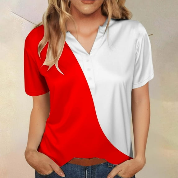 Sweet Home Farm Short Sleeve Shirts for Women Fashion Casual Solid Color Patchwork Button Sleeved Top T Shirt T Shirts for Women Mint Green