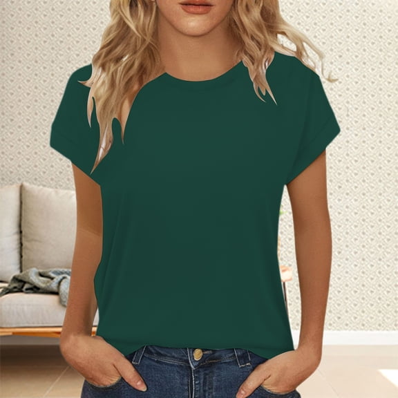 Sweet Home Farm Short Sleeve Shirts for Women Summer Tops Crew Neck Cute Trendy Tunic Blouses T Shirts for Women Green