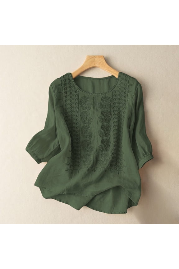 Soft Linen Blend Women's T-Shirt - Cool & Airy Summer Oversized Top Green M