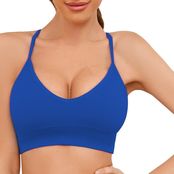 Sweet Home Farm Sports Bras for Women Knitted Thread Fixed Shoulder Strap Triangular Cup Backless Back Bra Support Bras