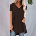 thumbnail image 1 of Sweet Home Farm V Neck T Shirts for Women Summer Tops Plus Size Short Sleeve High Casual Tunic To Wear With Leggings Short Sleeve Shirts for Women Brown, 1 of 5