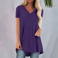 thumbnail image 1 of Sweet Home Farm V Neck T Shirts for Women Summer Tops Plus Size Short Sleeve High Casual Tunic To Wear With Leggings Short Sleeve Shirts for Women Purple, 1 of 5
