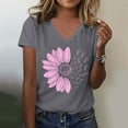 thumbnail image 1 of Sweet Home Farm V Neck T Shirts for Women Sunshade Summer Shirt Plus Size Loose Top Girls Short Sleeve Graphic Casual Short Sleeve Shirts for Women Grey, 1 of 4