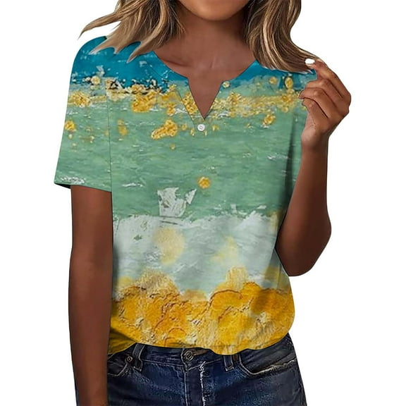Sweet Home Farm V Neck T Shirts for Women Short Sleeved Shirt Top Fashionable Casual Short Sleeve Shirts for Women Green