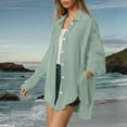 thumbnail image 1 of Sweet Home Farm Women's Loose Fit Long Sleeve Shirt V Neck Button Down Casual Top for Work, Vacation & Daily Wear Blue XXL, 1 of 6