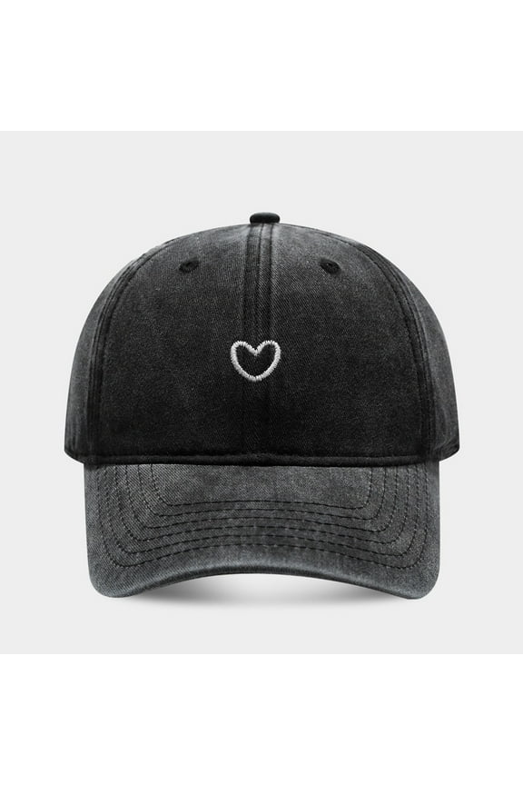 Women's Visors Women Solid Color Heart Embroidered Soft Top Outdoor Washed Baseball Cap,Black Women's Accessories Visors