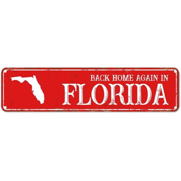 My Sweet Home Florida Tin Sign Florida State Aluminum Sign America State Name 4"x16" Easy to Mount Modern Wall Sign Decor for Street Home Bar Club Kitchen