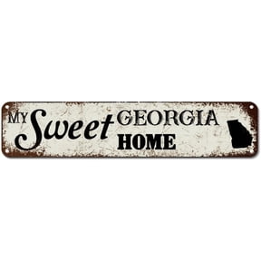 My Sweet Home Georgia Metal Sign Georgia State Metal Wall Art Location Aluminum Metal Sign Us State Mid Century Metal Plaque Sign for Street Kitchen Bar Pub Man Cave 4"x16"