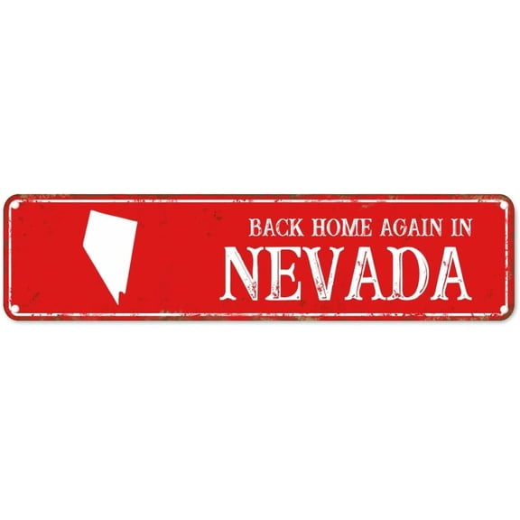 My Sweet Home Nevada Metal Sign Nevada State Metal Wall Art America State Name 4"x16" Rust-Proof Modern Metal Plaque Sign for Home Kitchen Cafe Home Road