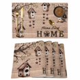 thumbnail image 1 of Sweet Home Placemats Set of 4, Western Stars Bird Houses Brown Wooden Grain Placemats for Dining Table, Place Mats for Kitchen Tabletop, Waterproof Wipeable Dining Table Mats Set, 1 of 9