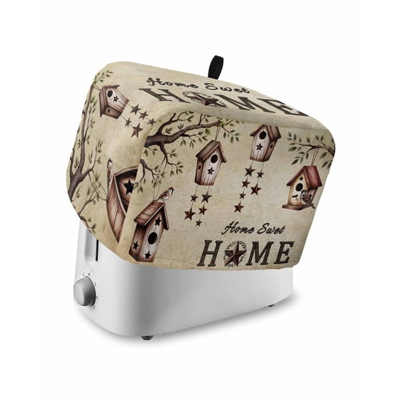 Sweet Home Small Toaster Cover 2 Slice, Kitchen Appliance Covers, Western Stars Bird Houses Country Vintage Toaster Oven Cover with Loop, Bread Machine Cover Polyester Dust Cover Protection
