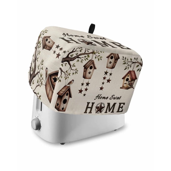 Sweet Home Small Toaster Cover 2 Slice, Kitchen Appliance Covers, Western Stars Bird Houses Farmhouse Retro Toaster Oven Cover with Loop, Bread Machine Cover Polyester Dust Cover Protection